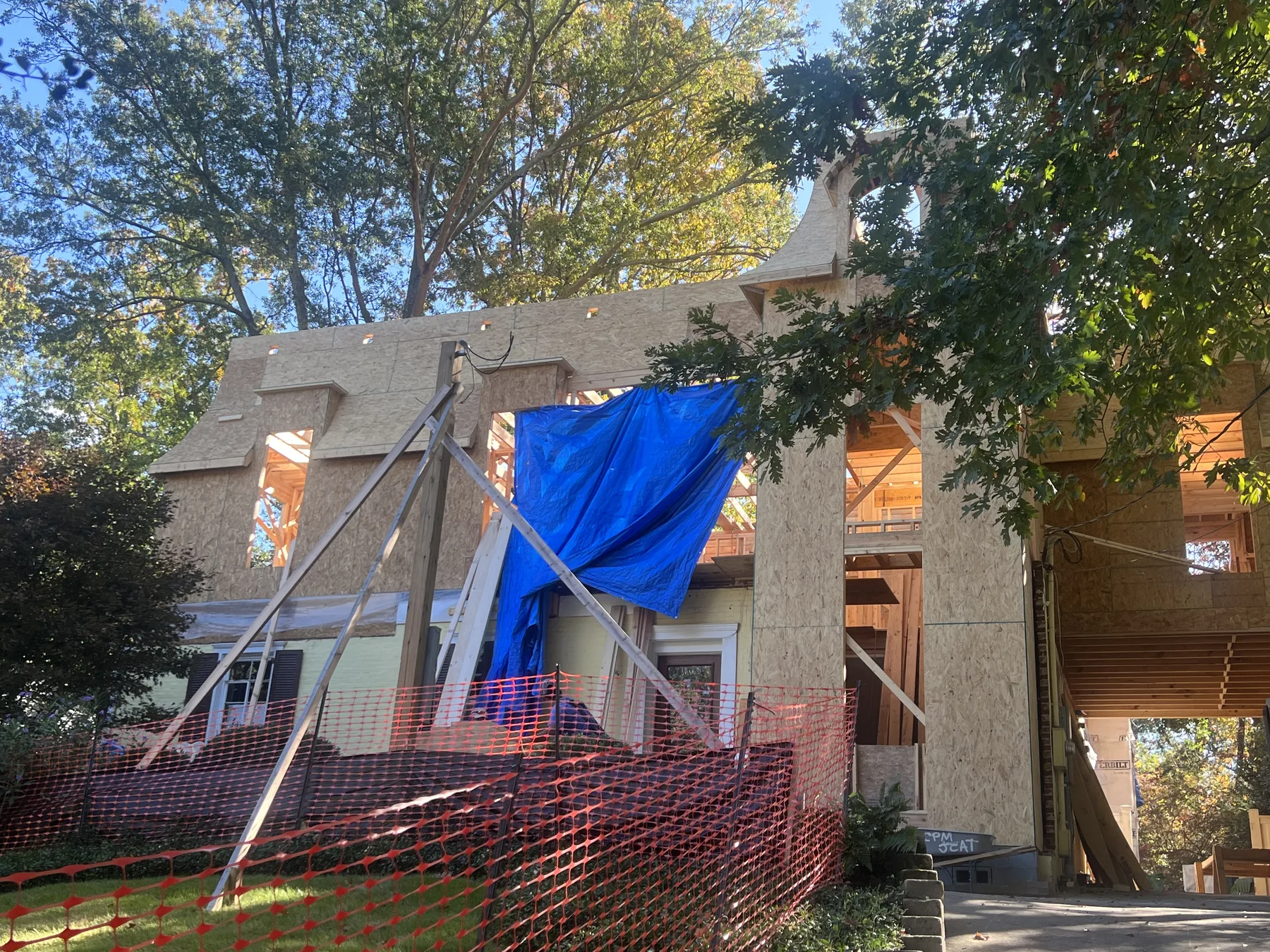 Construction photo showing roof preparation
