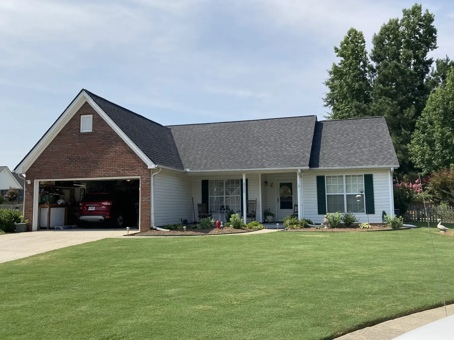 Completed shingle roof on a residential home