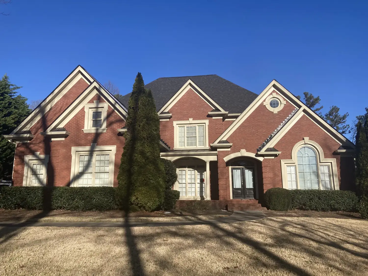 Large home, completed roofing project