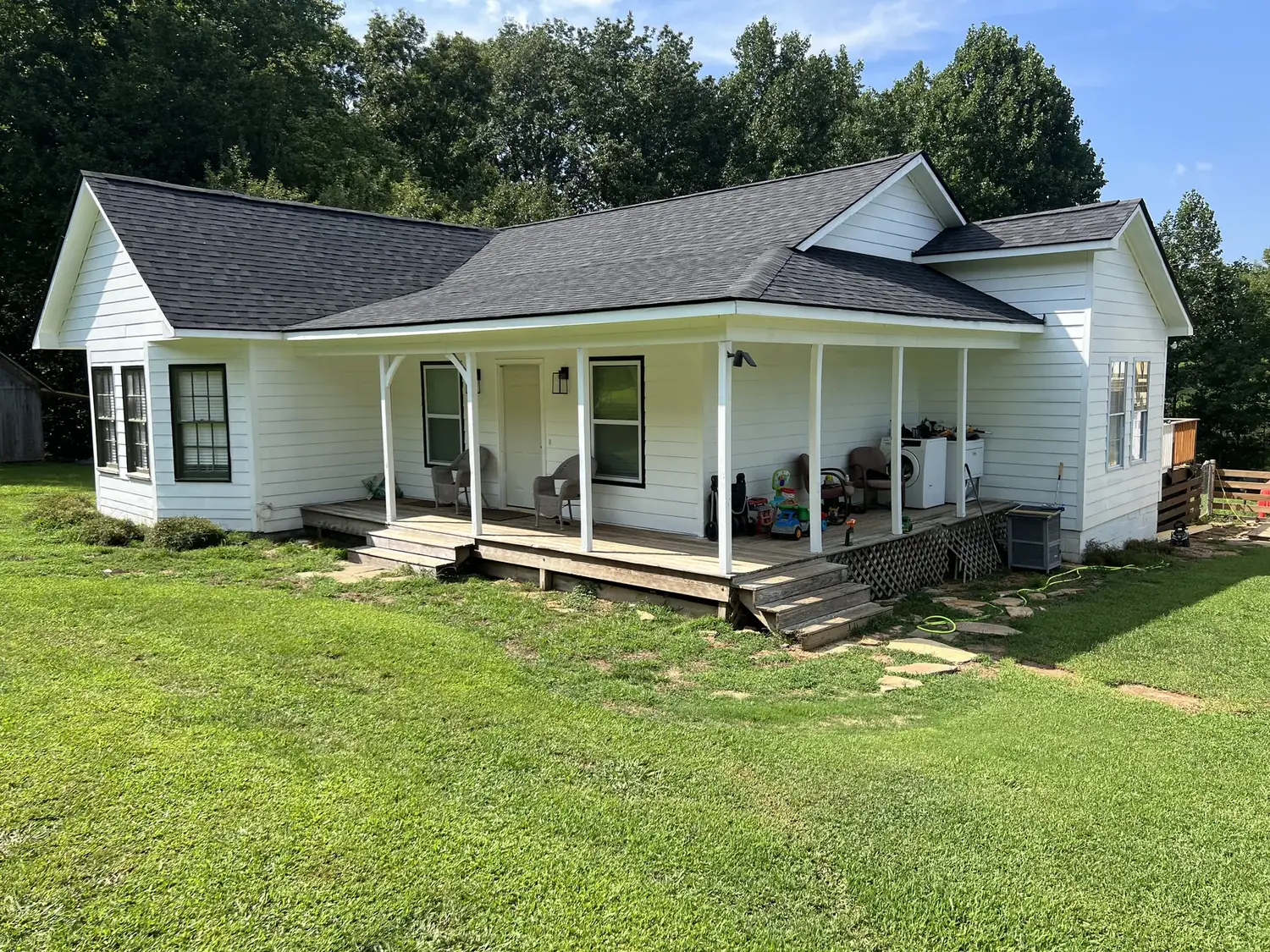 Ranch home, roof visible roofing project