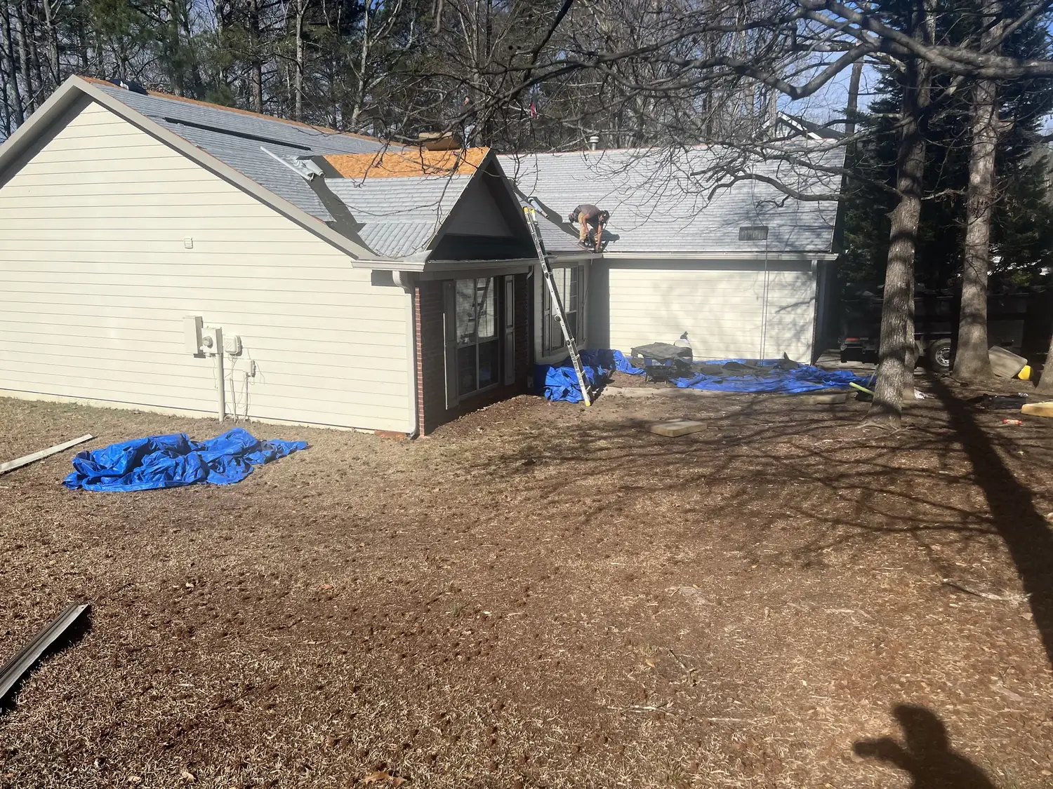 Installation in progress roofing project